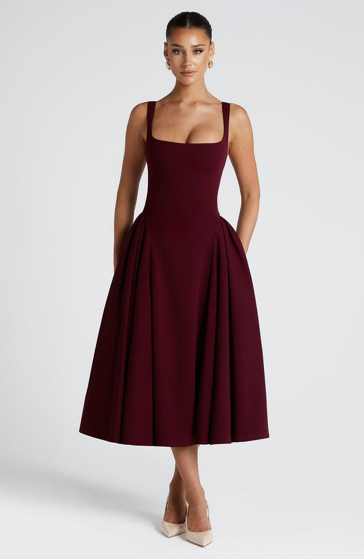 Betty | Cherry Lacquer Midi Dress
