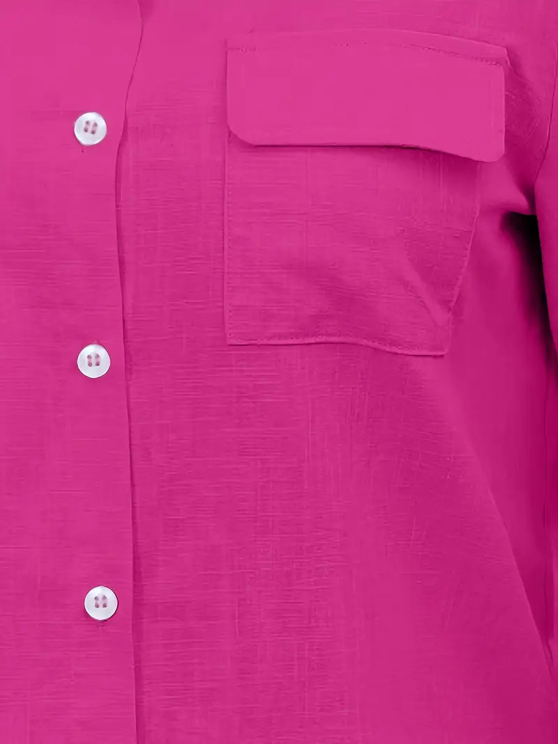Athena - Cotton Shirt With Front Pockets