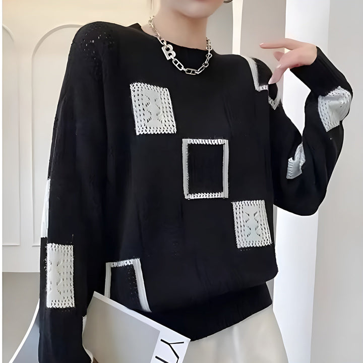 ALISSA – MODERN PATCHWORK KNIT SWEATER