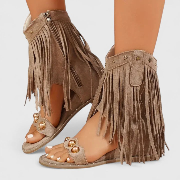 CHARLOTTE – FRINGE STATEMENT SANDALS