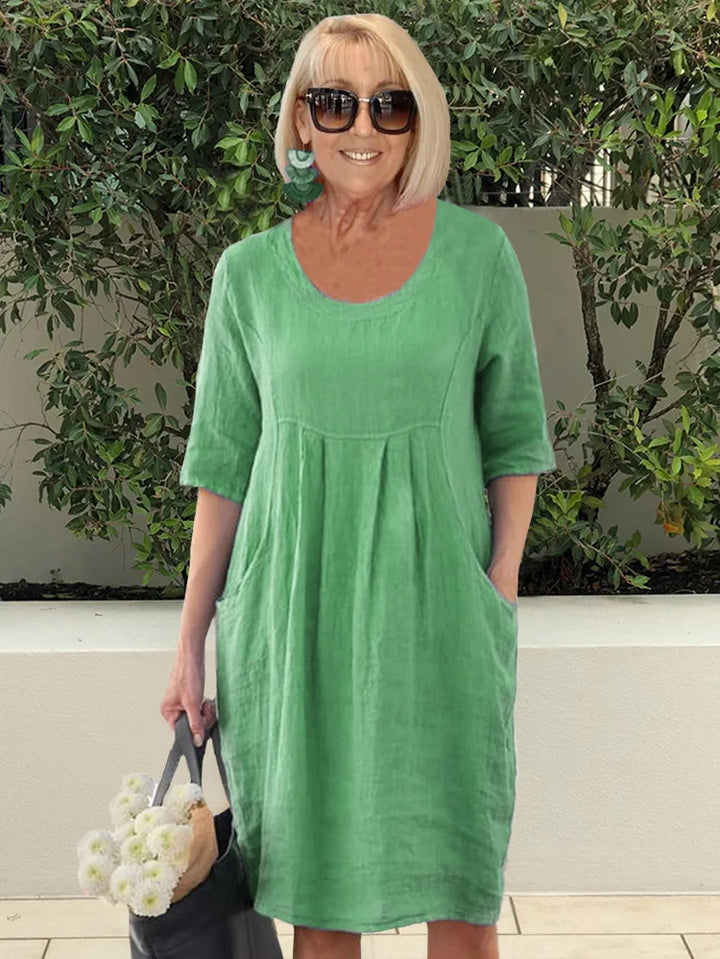 Noara - Casual Cotton Pocket Tunic Dress