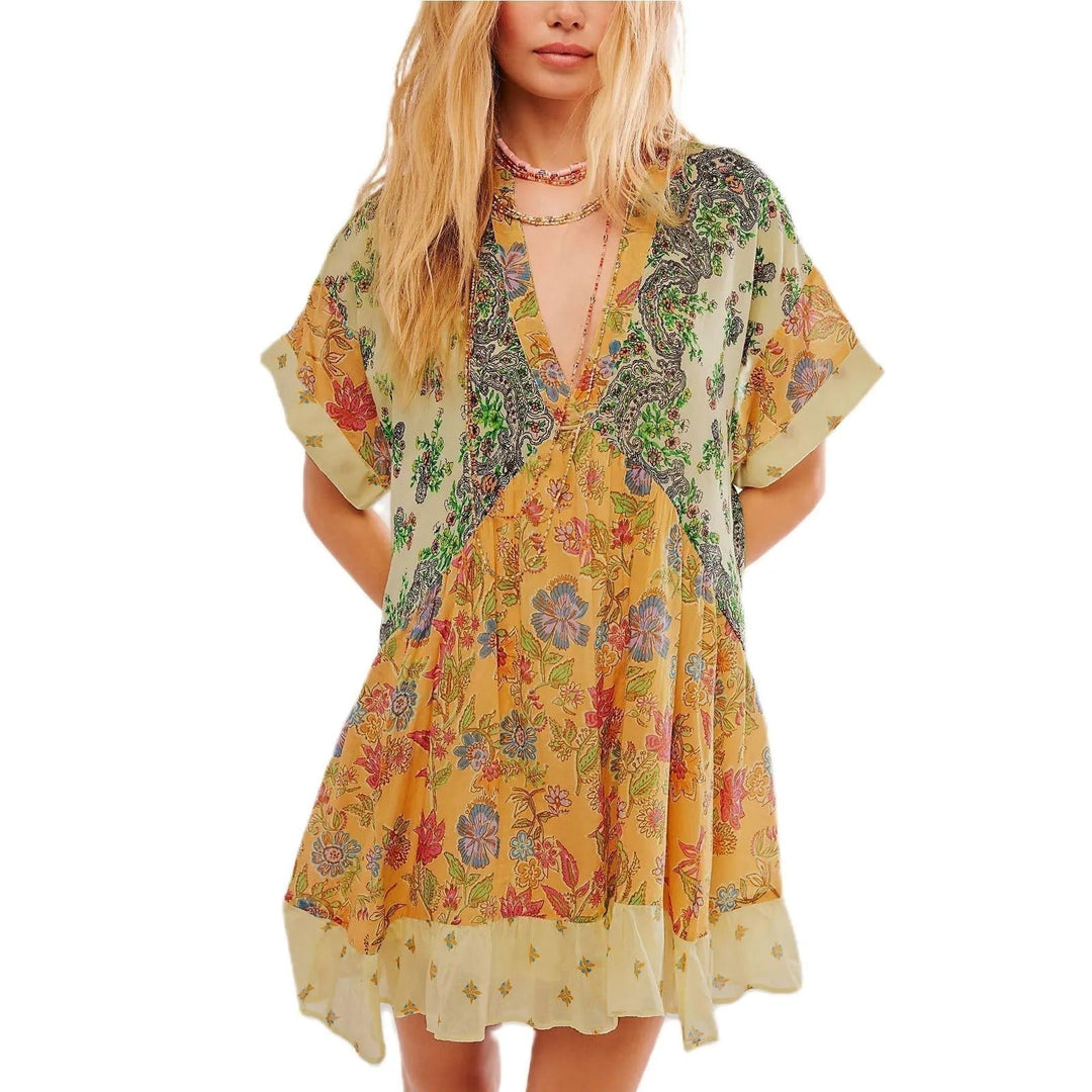 Bohemian Dress V-Neck - Timeless Elegance