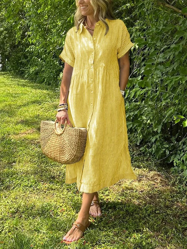 CLAIRE – EFFORTLESS STRIPED SHIRT DRESS