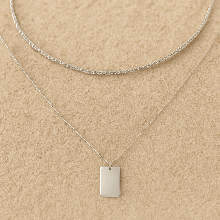 Brillantezza Necklace – Double Chain and Rectangular Pendant