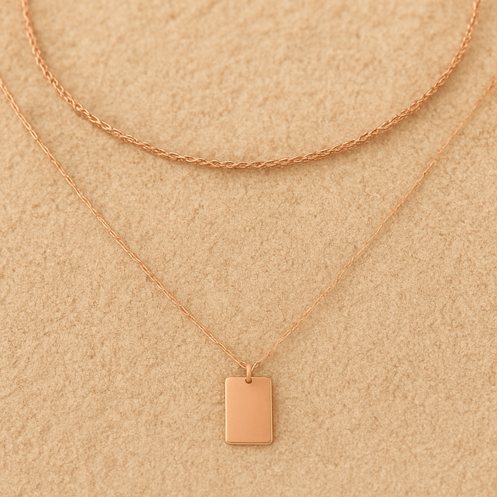 Brillantezza Necklace – Double Chain and Rectangular Pendant