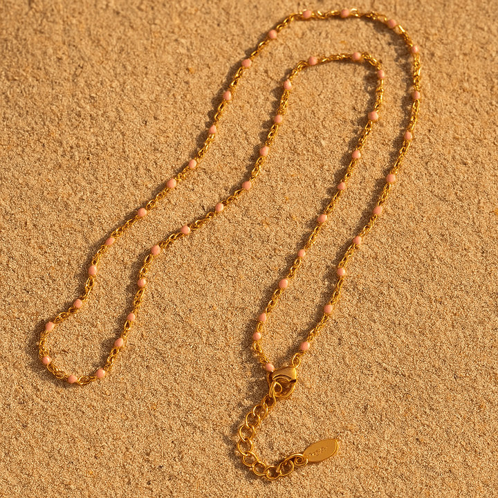 Camilla Necklace – 18k Gold Plated and Enamel Pearls