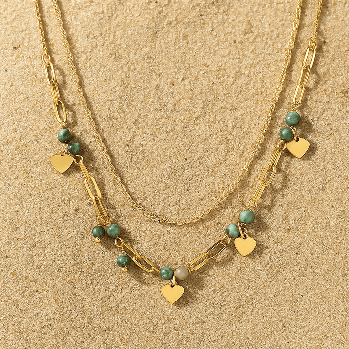 Lightness Necklace – Double chain and natural pearls