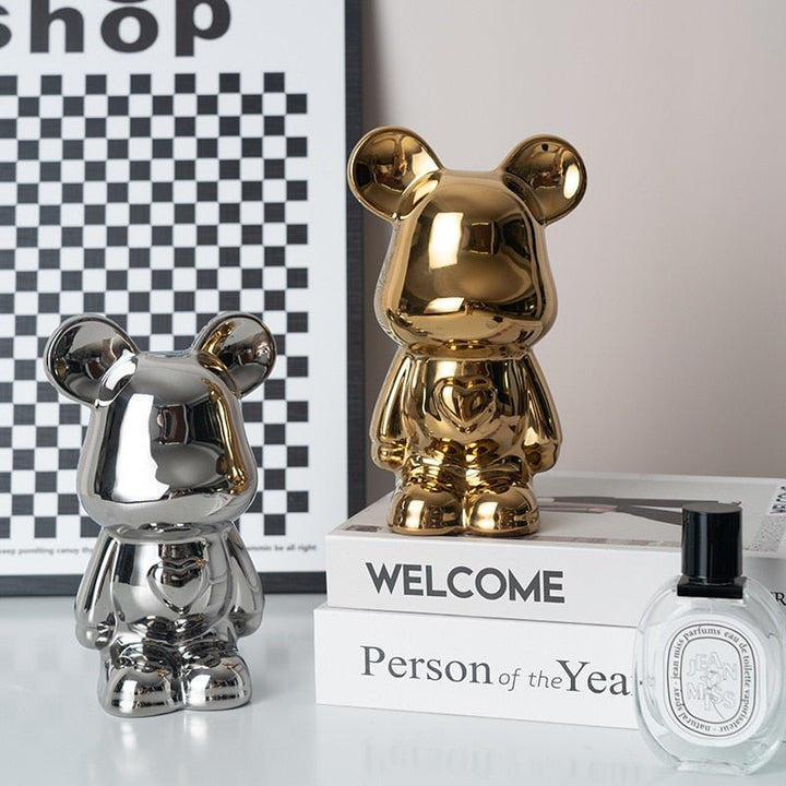 BowLift | Colorful Ceramic Bear Sculpture and Statue Piggy Bank Desk Ornament