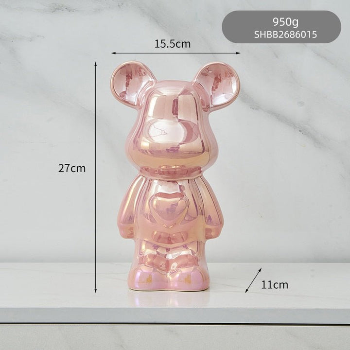 BowLift | Colorful Ceramic Bear Sculpture and Statue Piggy Bank Desk Ornament