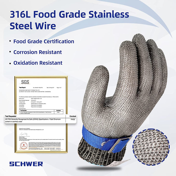 Azura | Food grade stainless steel mesh metal glove