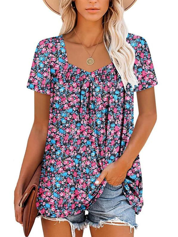 VICKY | COSY TOP WITH SHORT SLEEVES & PRINT