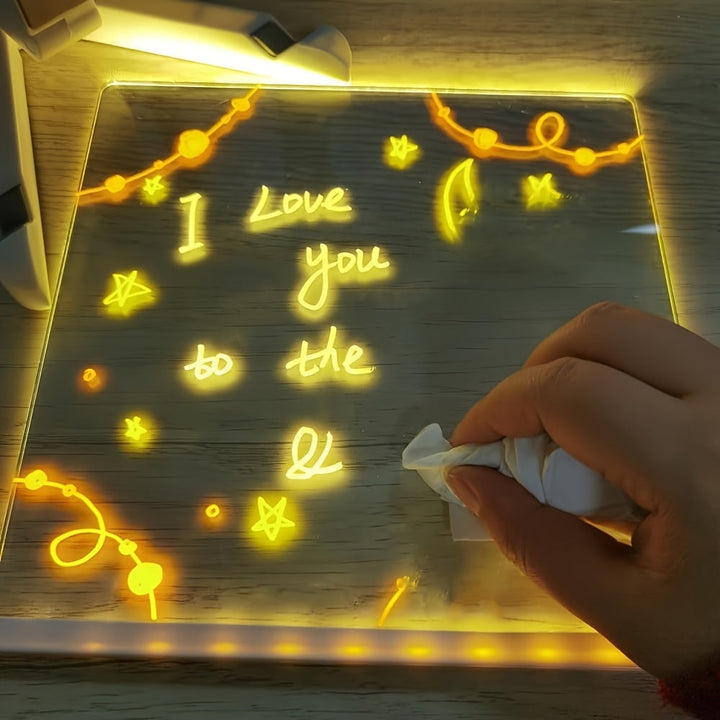Azura | USB LED Noteboard with 12 Colored Pens - Bright Message Board for Office & Home