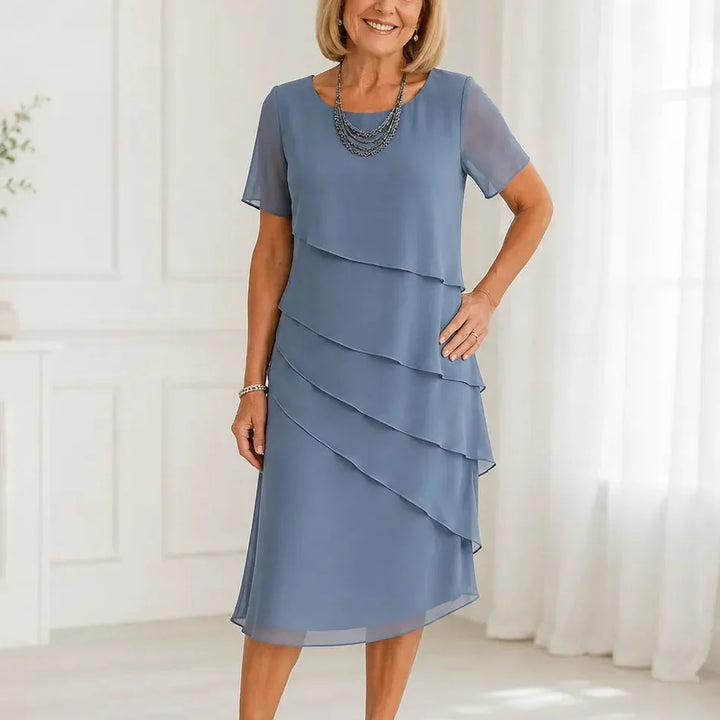 Florenza – Tiered Chiffon-like Midi Dress for Weddings and Events