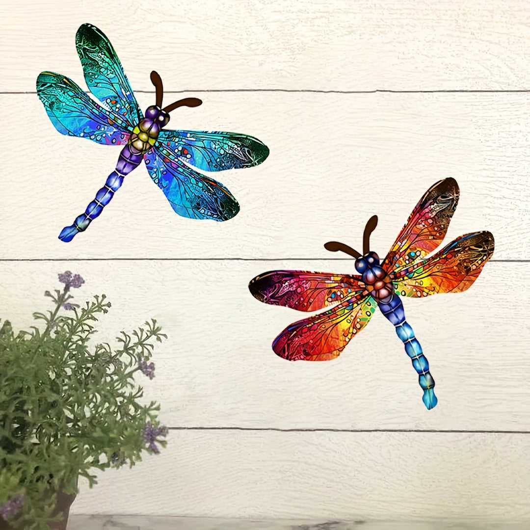 BowLift | 1/2 piece vibrant dragonfly wall art made of metal – artistic outdoor decoration for gardens, homes, and events – durable, versatile, and eye-catching – a perfect gift idea for any occasion