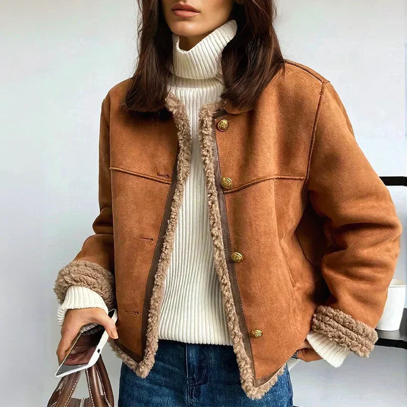 SOPHIA – COZY FAUX SHEARLING TRIM JACKET