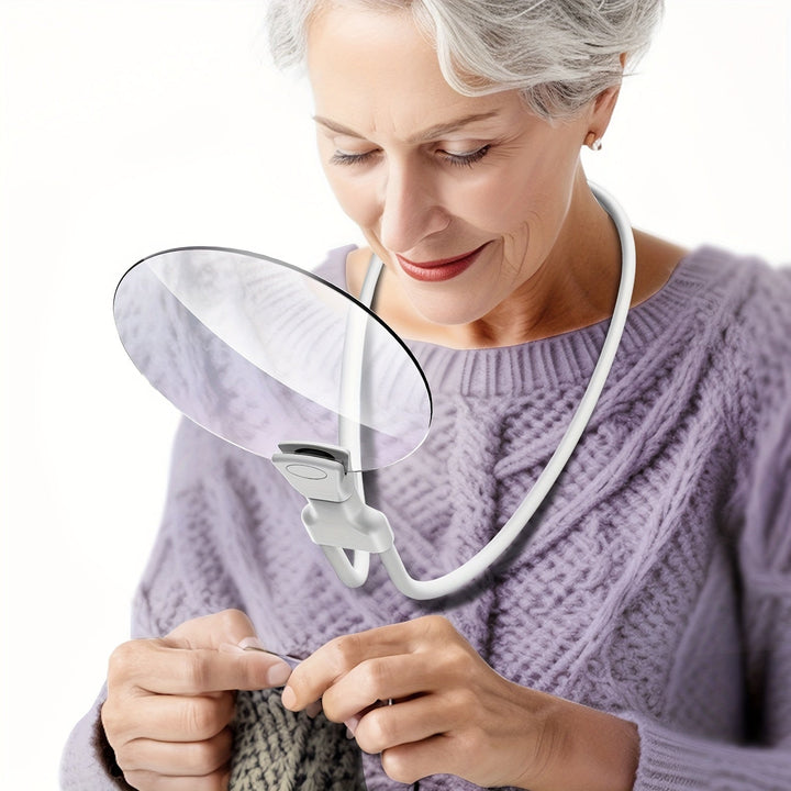 Azura | 5X Magnifying Glass Pro – Hands-free adjustable neck loupe for seniors and people with visual impairments – Perfect for reading, sewing, crafting, and inspection