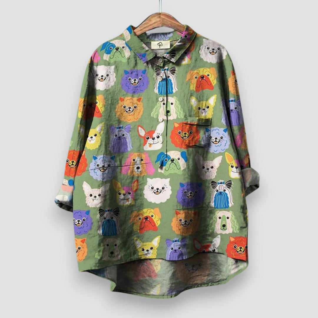 GERDA | Dog Print Blouse