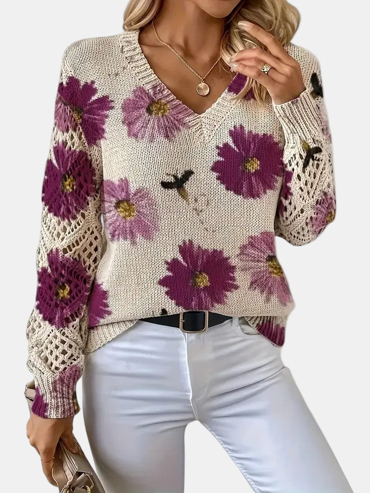BRIANNA – BLOOMING CHIC KNIT SWEATER