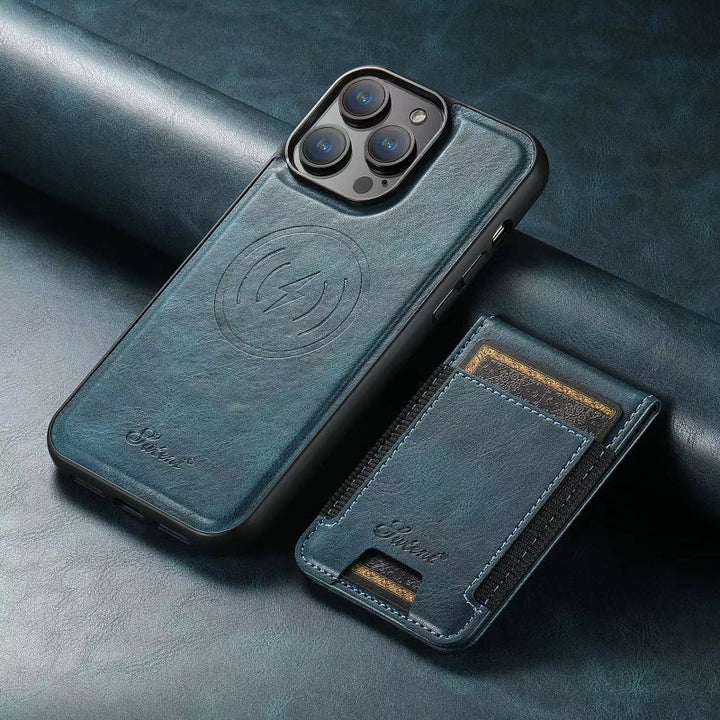 LuxCase Leather Phone Case with Card Slot and Stand – Compatible with iPhone | Azura