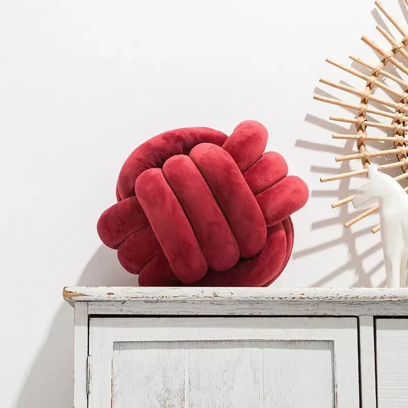 BowLift | Decorative, soft cushion with knotted ball in suede look