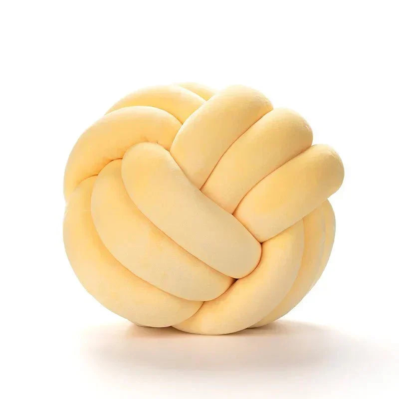 BowLift | Decorative, soft cushion with knotted ball in suede look