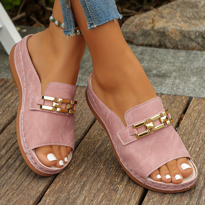Romy™ - Gold-Link Slide Sandals