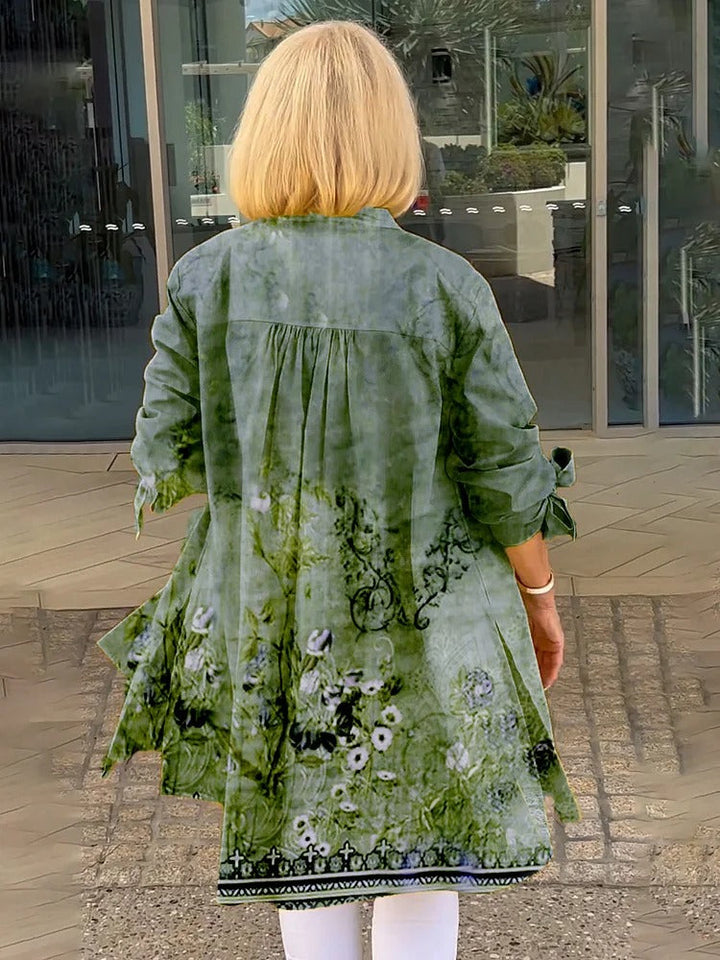 Florabel - Bow Sleeve Printed Cotton Jacket