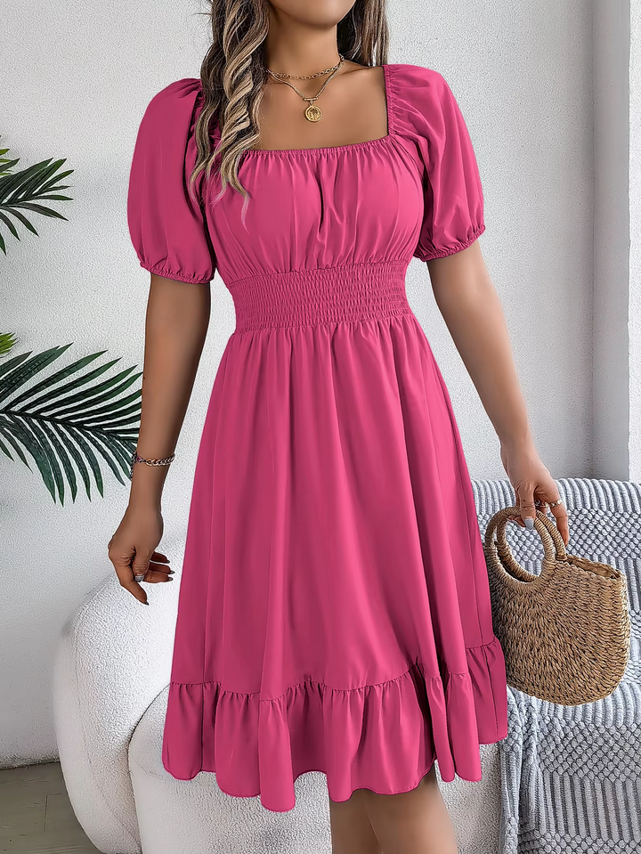 Riley™ - Stylish Short Sleeve V Neck Linen Dress