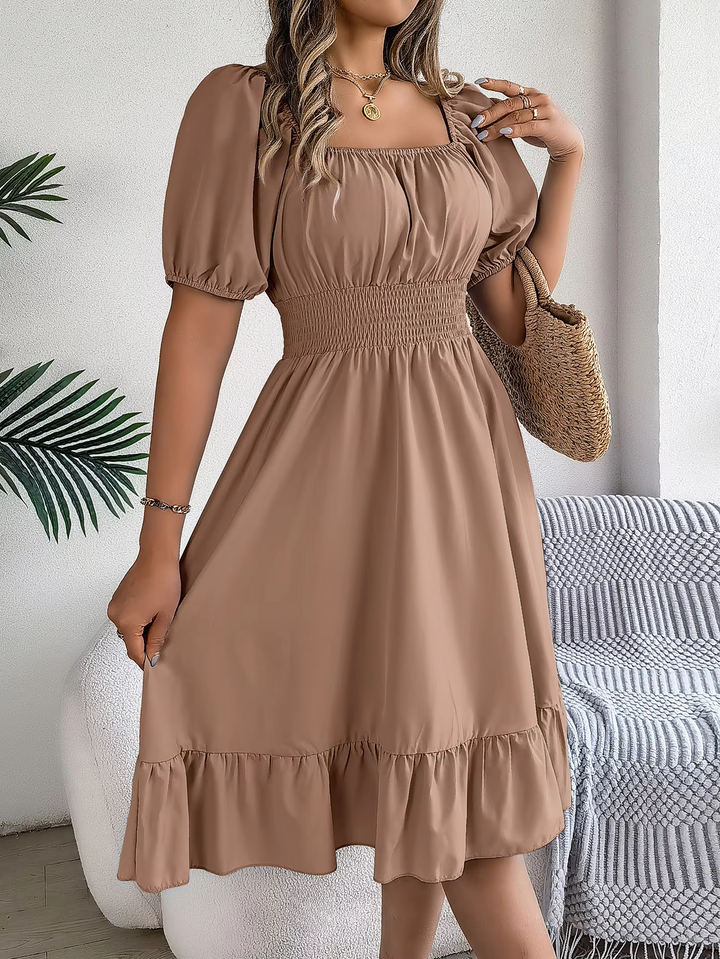 Riley™ - Stylish Short Sleeve V Neck Linen Dress