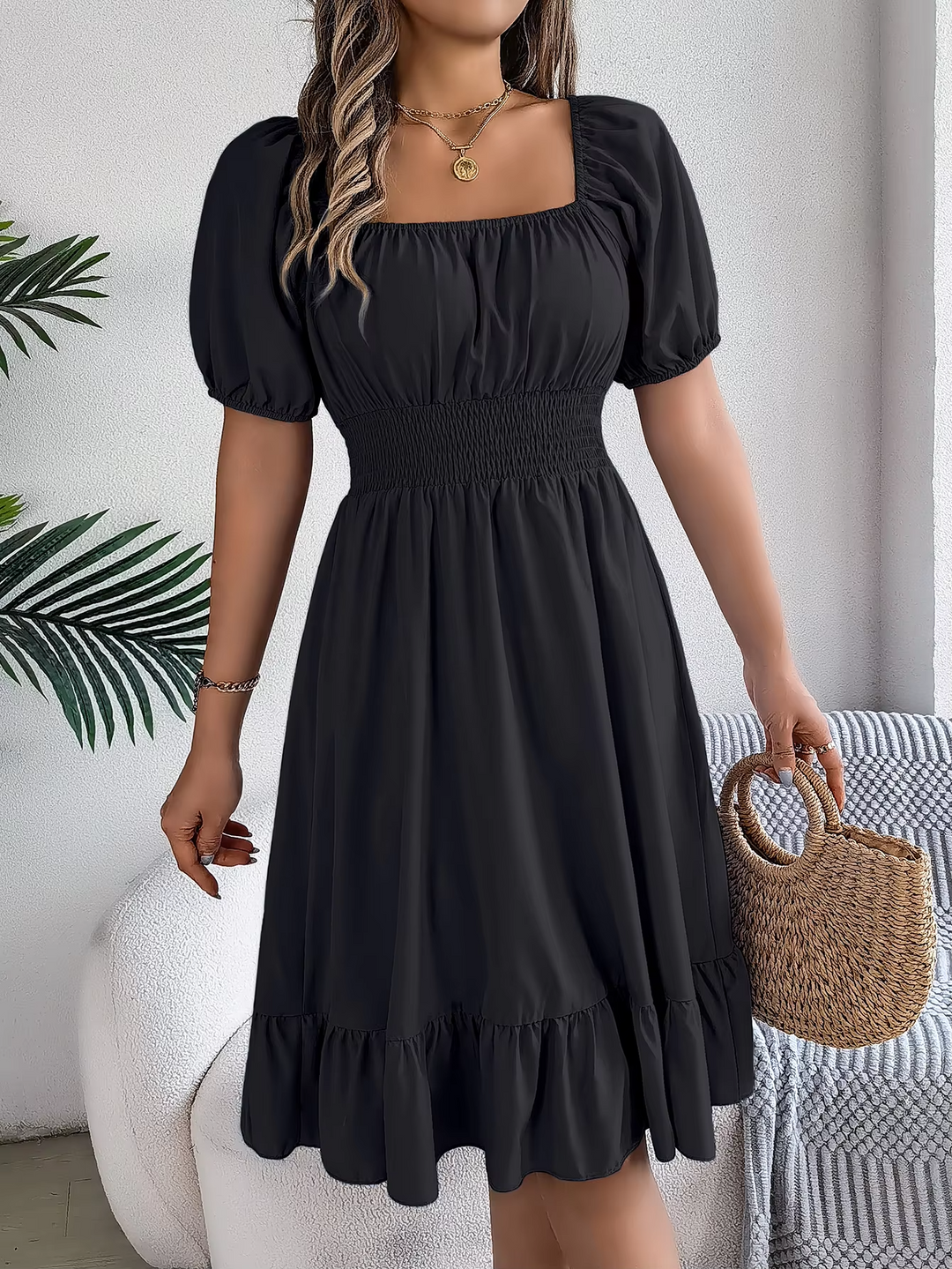 Riley™ - Stylish Short Sleeve V Neck Linen Dress