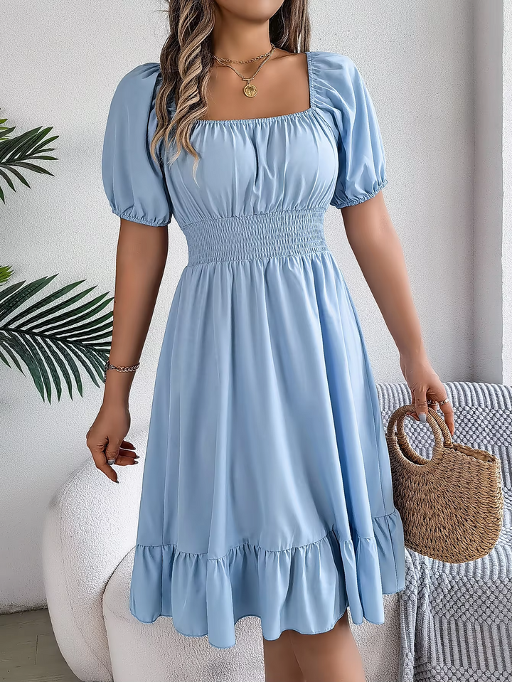 Riley™ - Stylish Short Sleeve V Neck Linen Dress