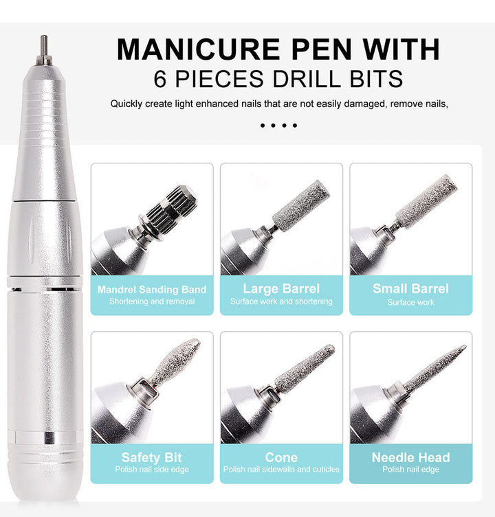 Azura | Professional 45000RPM portable electric nail file with rechargeable battery | Low noise level for manicure