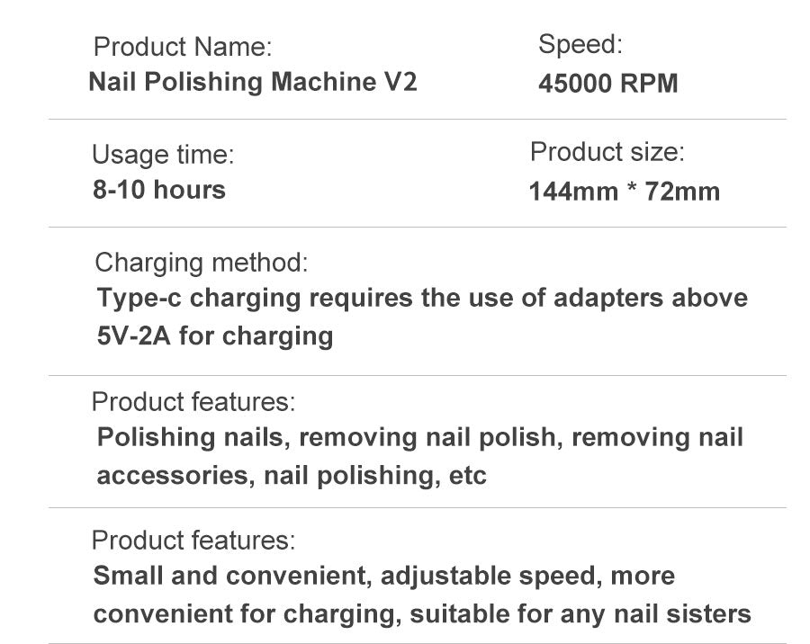 Azura | Professional 45000RPM portable electric nail file with rechargeable battery | Low noise level for manicure