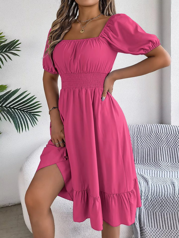 Riley™ - Stylish Short Sleeve V Neck Linen Dress