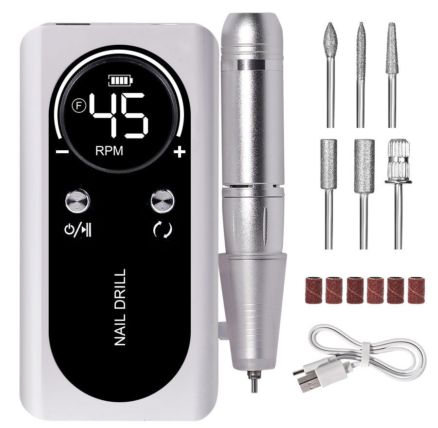 Azura | Professional 45000RPM portable electric nail file with rechargeable battery | Low noise level for manicure