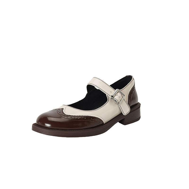 Ophelia - Top Layer Washed Cowhide Mary Jane Flats