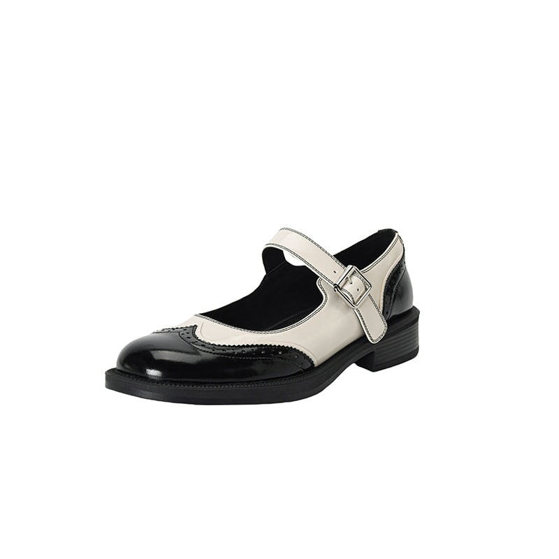 Ophelia - Top Layer Washed Cowhide Mary Jane Flats