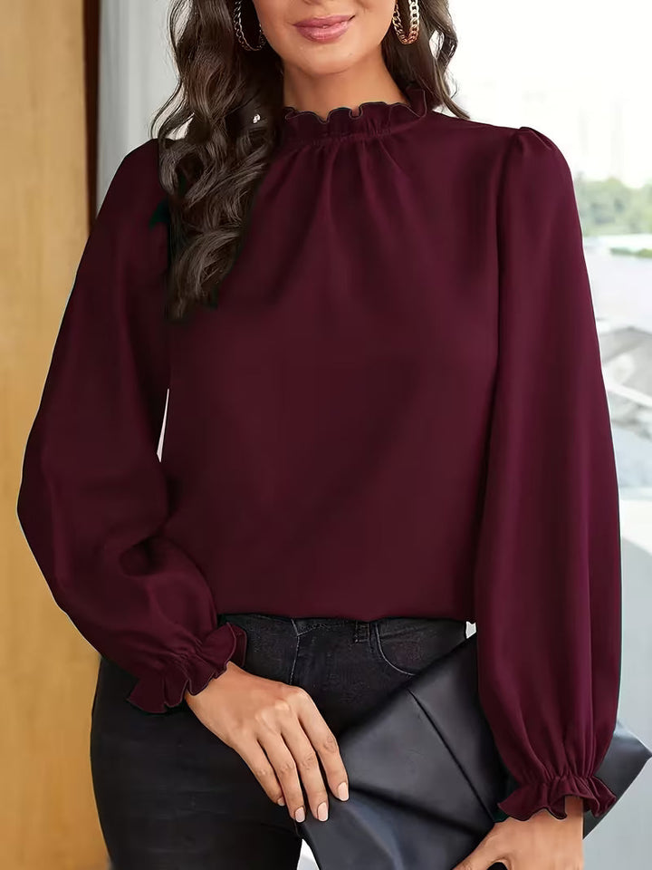 Aurelija - Blouse With Ruffle Collar And Puff Sleeves