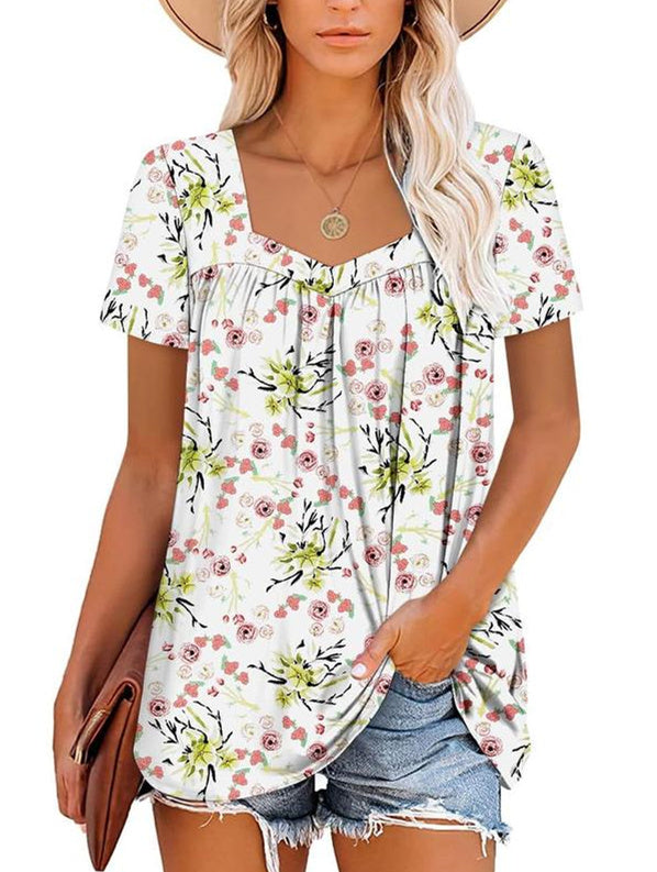 VICKY | COSY TOP WITH SHORT SLEEVES & PRINT
