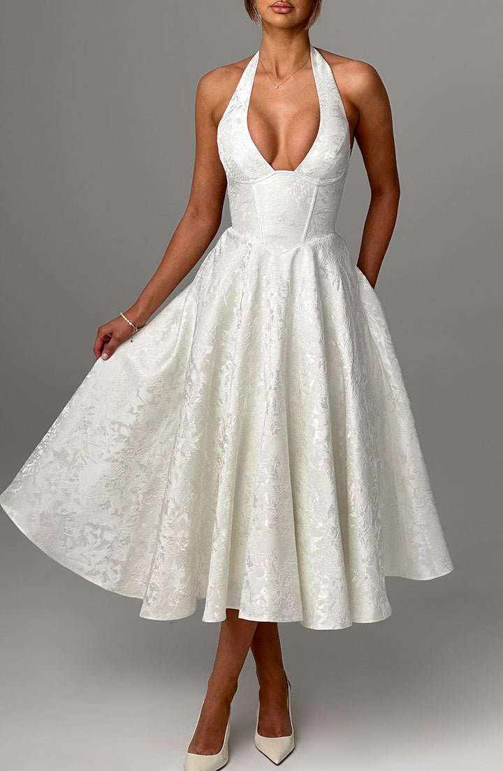 Eulalie - Chic V-Neck Backless Dress