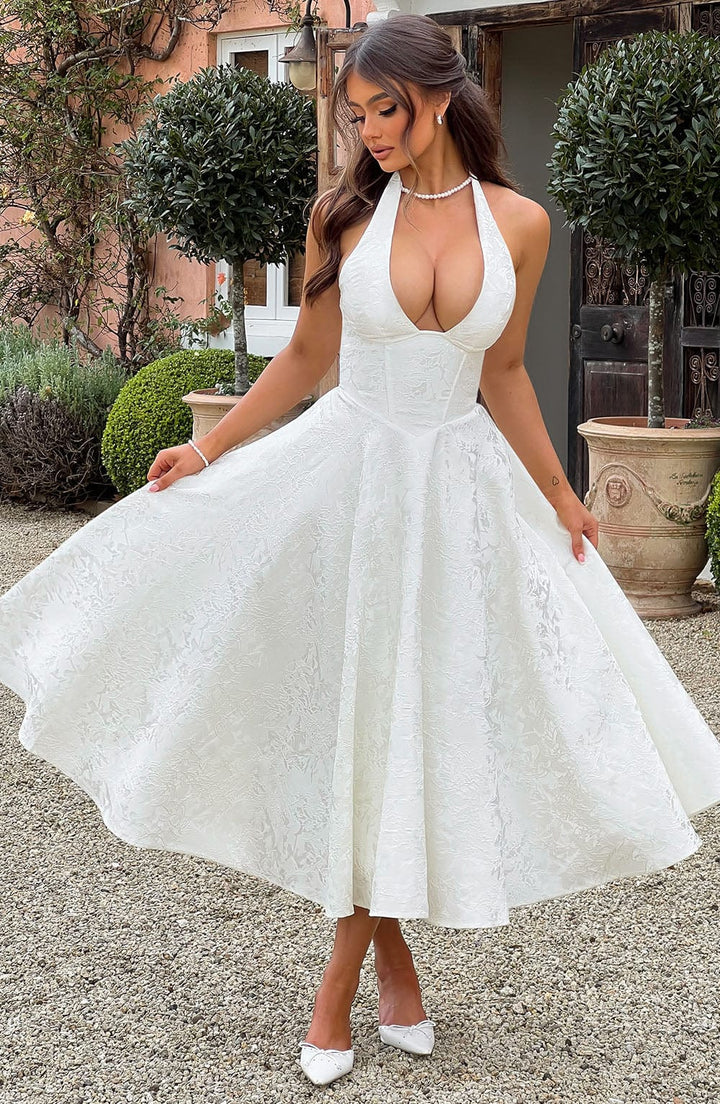 Eulalie - Chic V-Neck Backless Dress