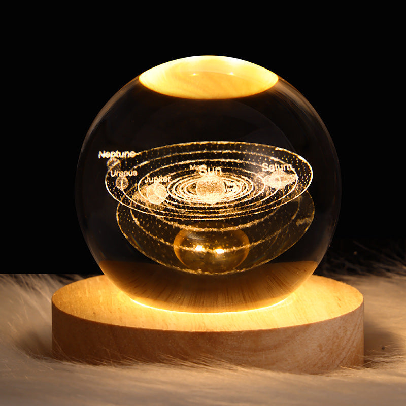 BowLift | LED Night Light Galaxy Crystal Ball Table Lamp 3D Planet Moon Lamp Bedroom Home Decor For Kids Party Children's Birthday Gifts