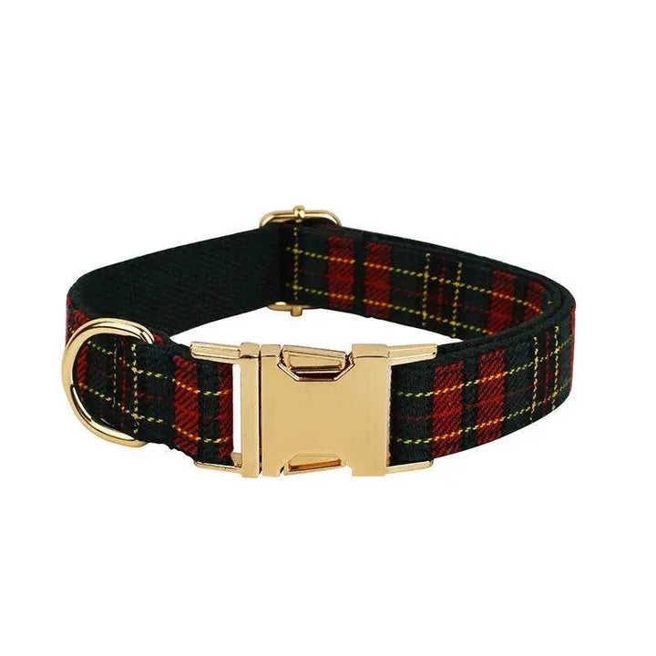 Azura | Christmas Pet Collar Plaid With Green Background Dog Rope Leash Suit