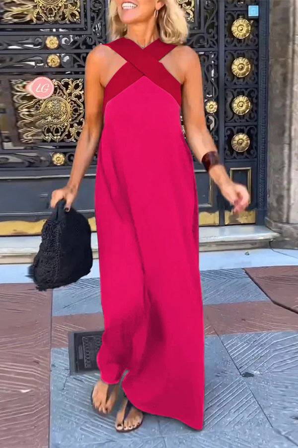 CARYS – WOMEN'S CROSS BACKLESS SLEEVELESS DRESS