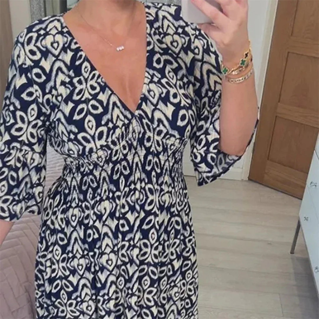 Hazel | Geometric Flare Midi Dress