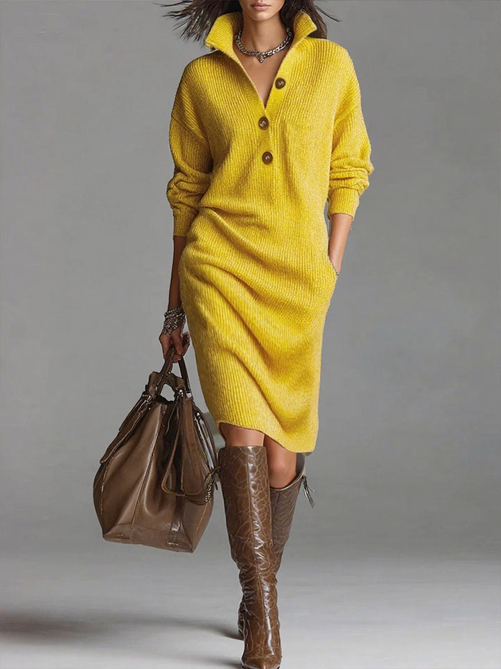 EMBER – CHIC BUTTON-FRONT KNIT DRESS