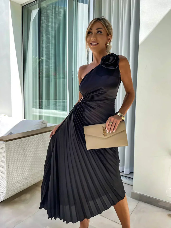 Eya™ | Elegant One-Shoulder Floral Maxi Dress