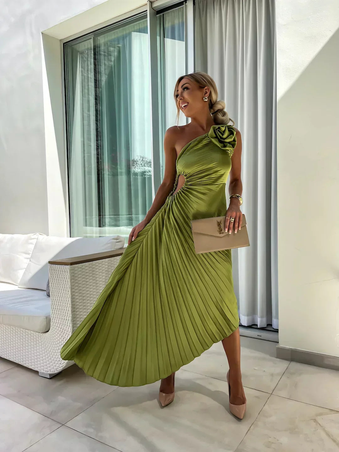Dariella | Romantic Flower One Shoulder Dress