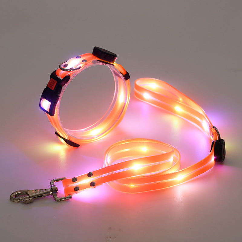 Glowing LED Dog Collar with Leash - NightBright Azura