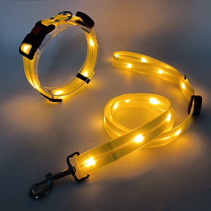 Glowing LED Dog Collar with Leash - NightBright Azura